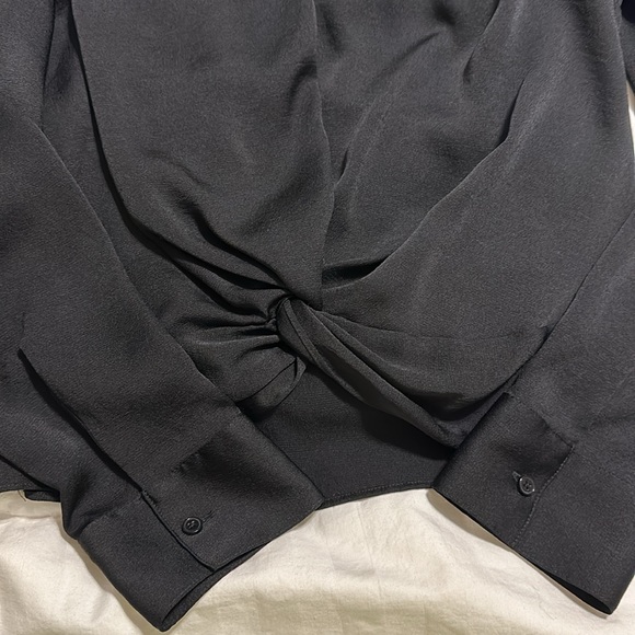 Express - L/S Black V Neck Front Knot Blouse - Small - Picture 3 of 5